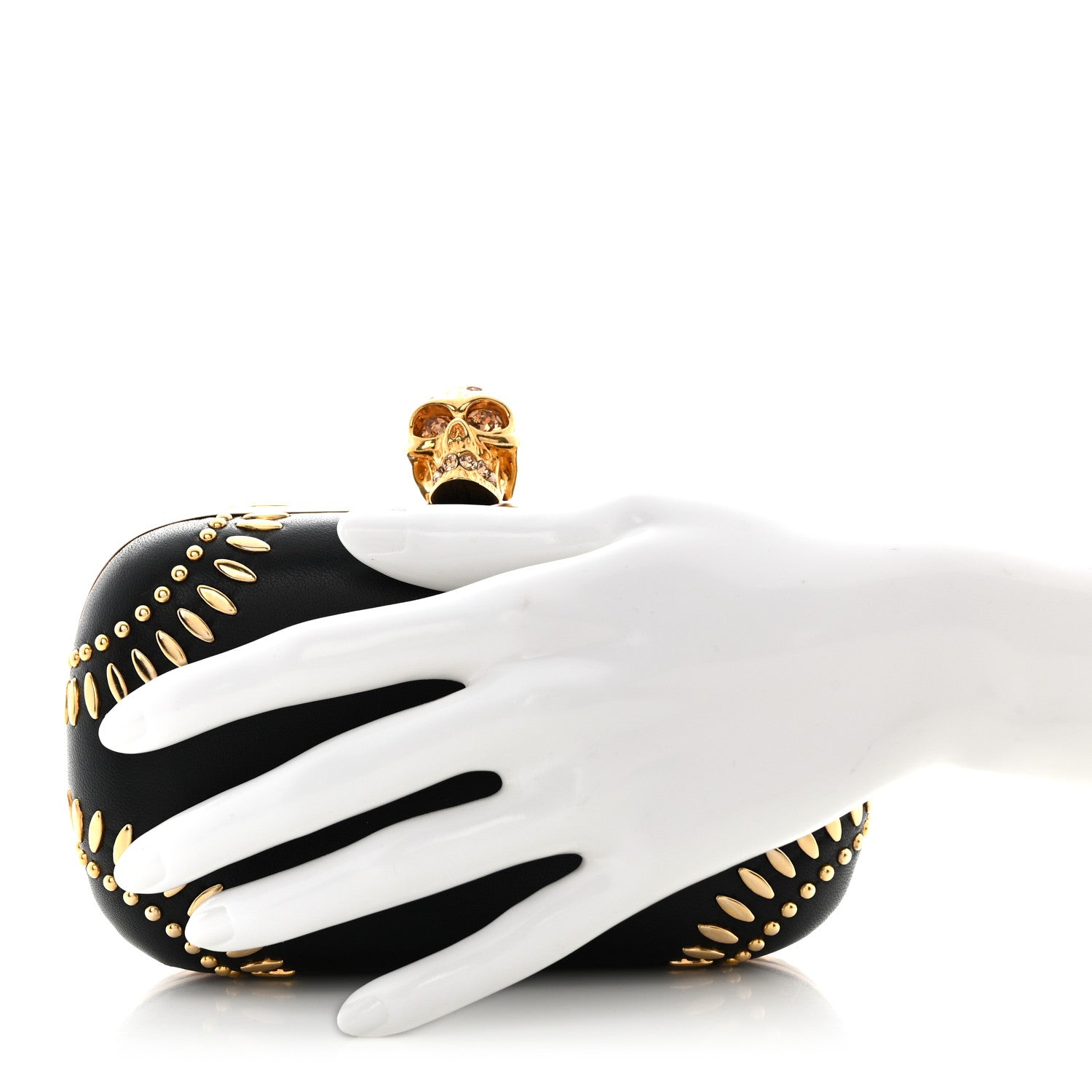 Alexander McQueen Nappa Studded Skull Box Clutch Black 2 of 13