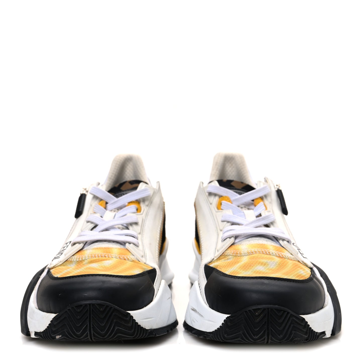 X SARAH COLEMAN Nylon Suede Lycra FF Vertigo Mens Fendi Flow Low Top Sneakers 11 Yellow Black