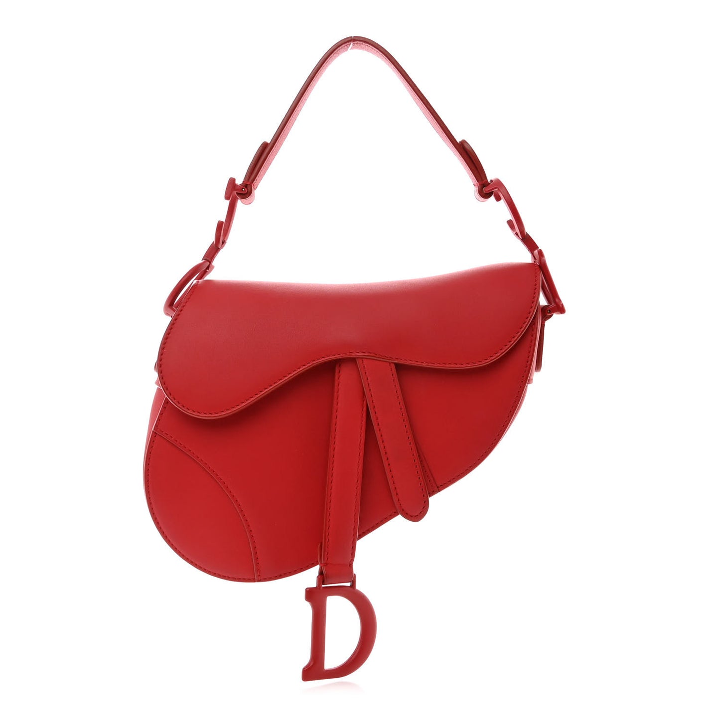 Ultra Matte Calfskin Mini Saddle Bag Red