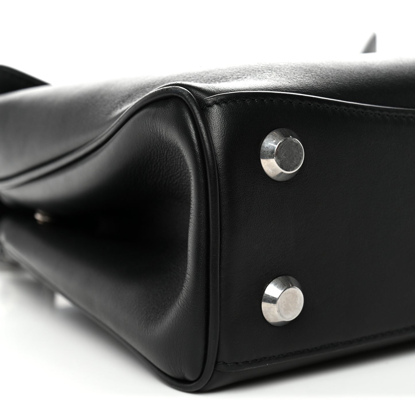 Natural Smooth Calfskin Mini Rodeo Top Handle Handbag Black
