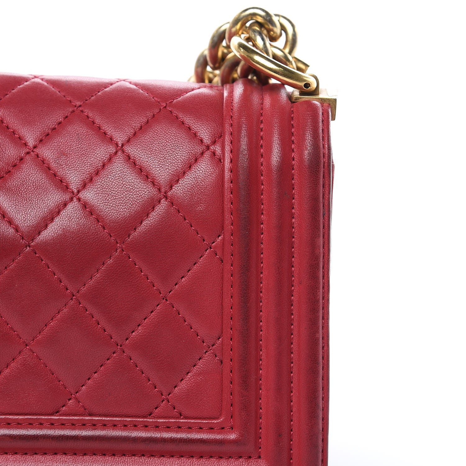 Chanel Lambskin Quilted Small Boy Flap Dark Red 14 of 20