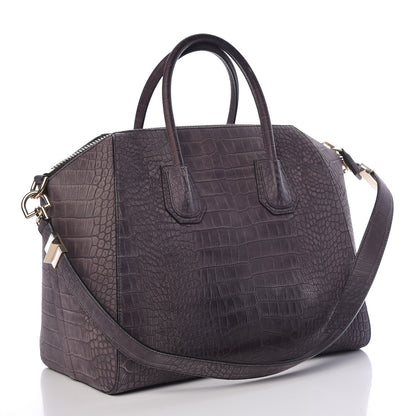 Givenchy Nubuck Crocodile Embossed Medium Antigona Brown 3 of 18