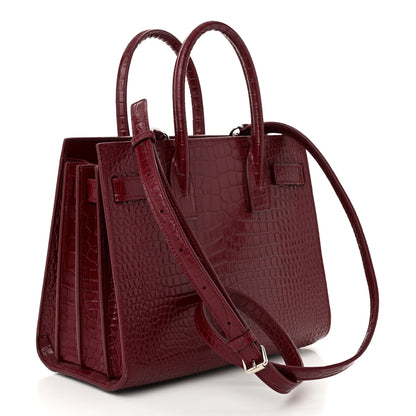Saint Laurent Calfskin Crocodile Embossed Baby Sac De Jour Red 3 of 10