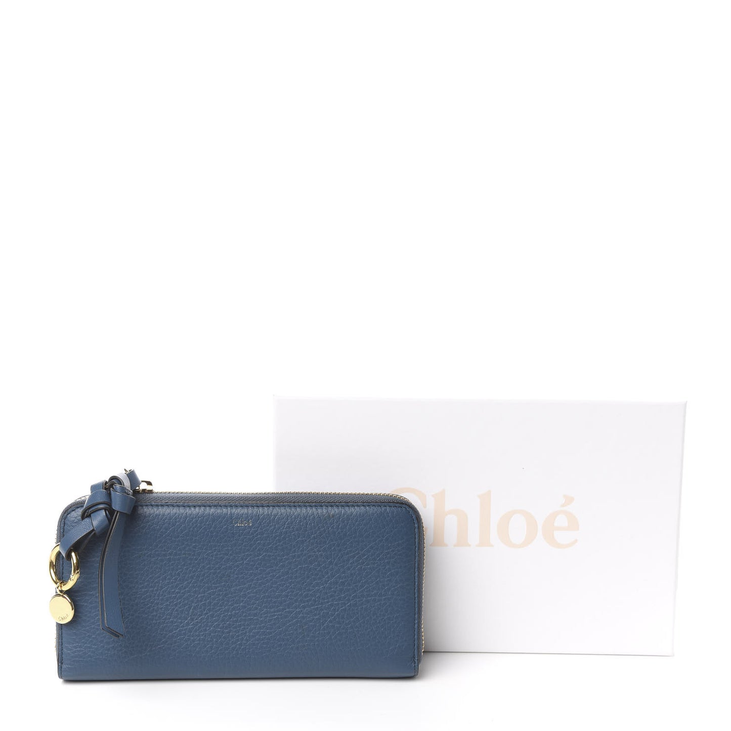 Grained Calfskin Alphabet Long Zip Around Wallet Vinyl Blue