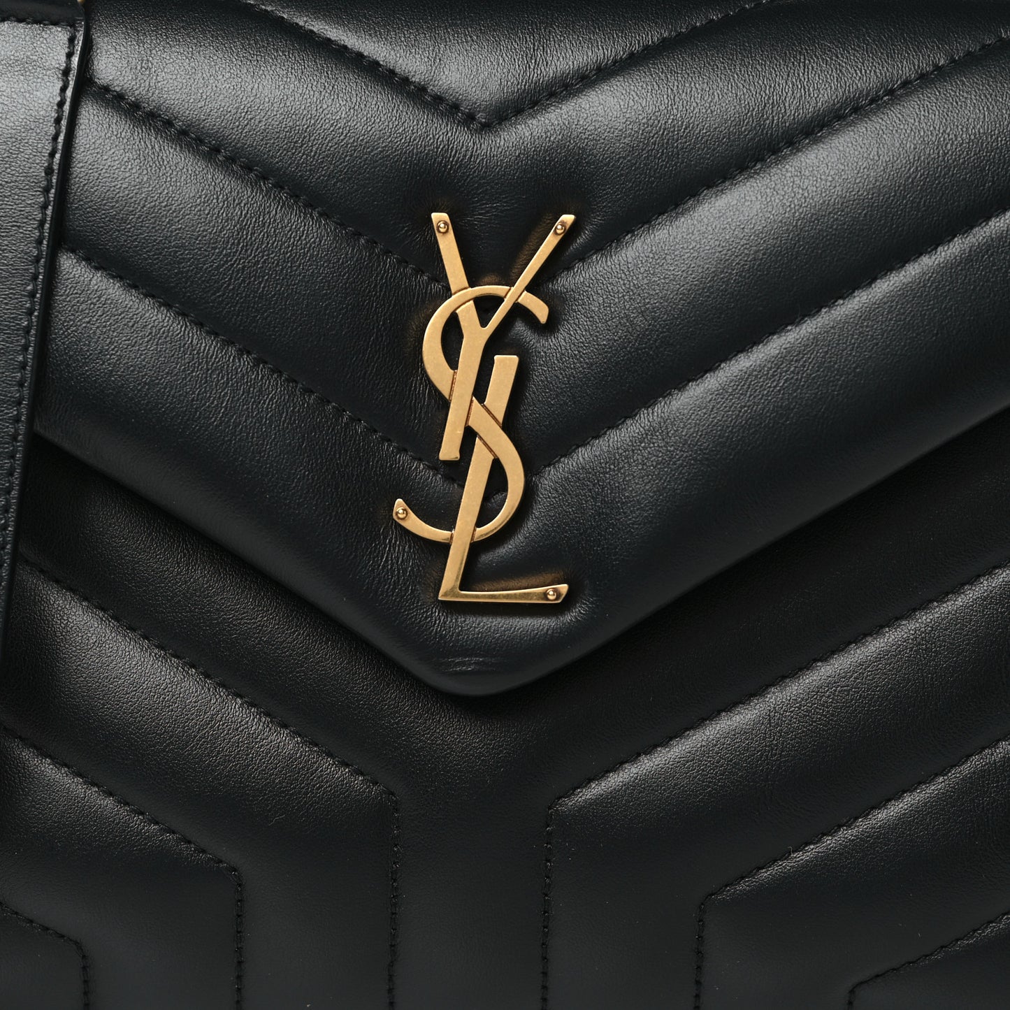 Calfskin Y Quilted Monogram Small Loulou Chain Satchel Black