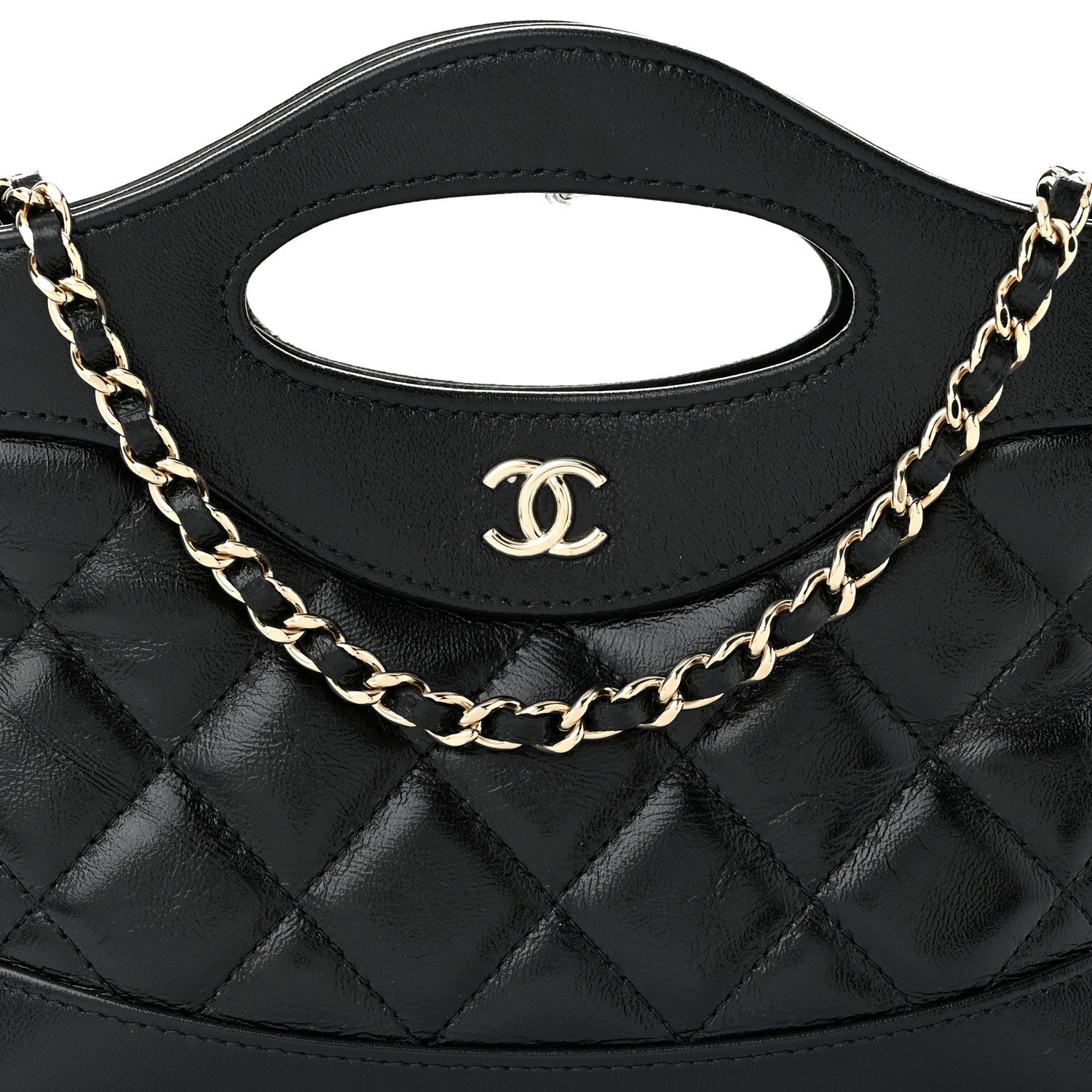 Chanel Shiny Crumpled Calfskin Quilted Nano 31 Shopping Bag Black 8 of 11