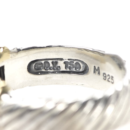 David Yurman Sterling Silver 18K Yellow Gold Diamond 8mm Metro Cable Ring 53 6.5 5 of 7