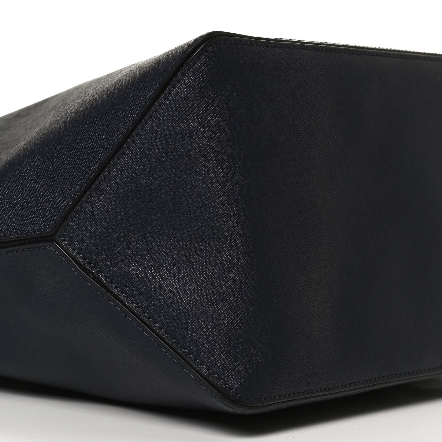 Calfskin Embossed Logo East West Shopper Tote Navy
