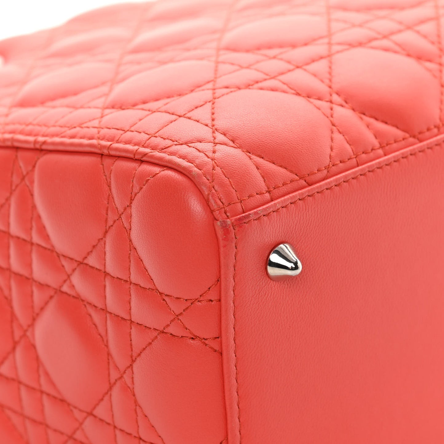 Lambskin Cannage Medium Lady Dior Coral