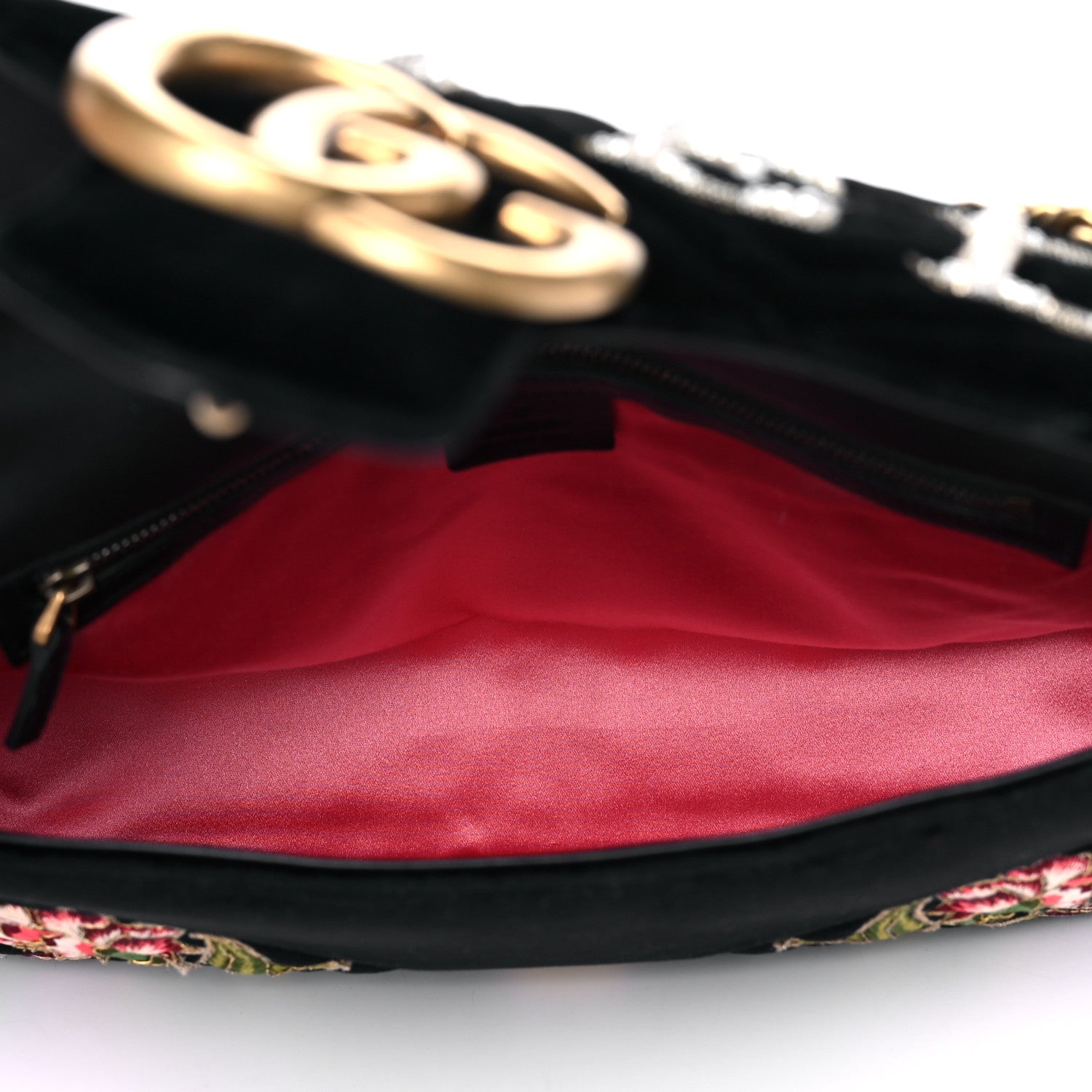 Gucci Velvet Matelasse Loved Embroidered Medium GG Marmont Shoulder Bag Black 5 of 17