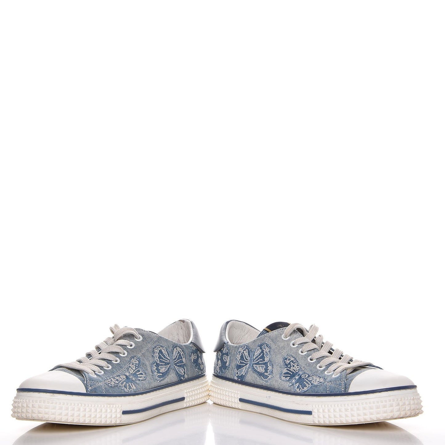Denim Butterfly Embroidered Sneakers 41 Light Denim