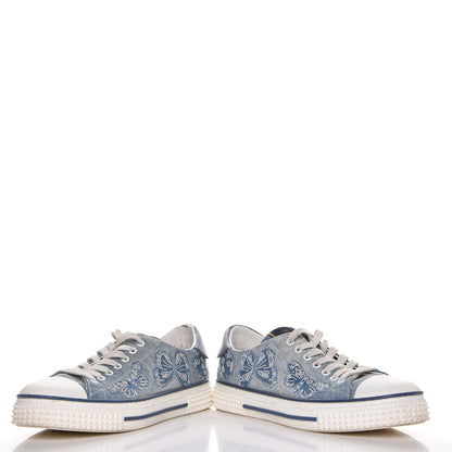 Valentino Garavani Denim Butterfly Embroidered Sneakers 41 Light Denim 6 of 17