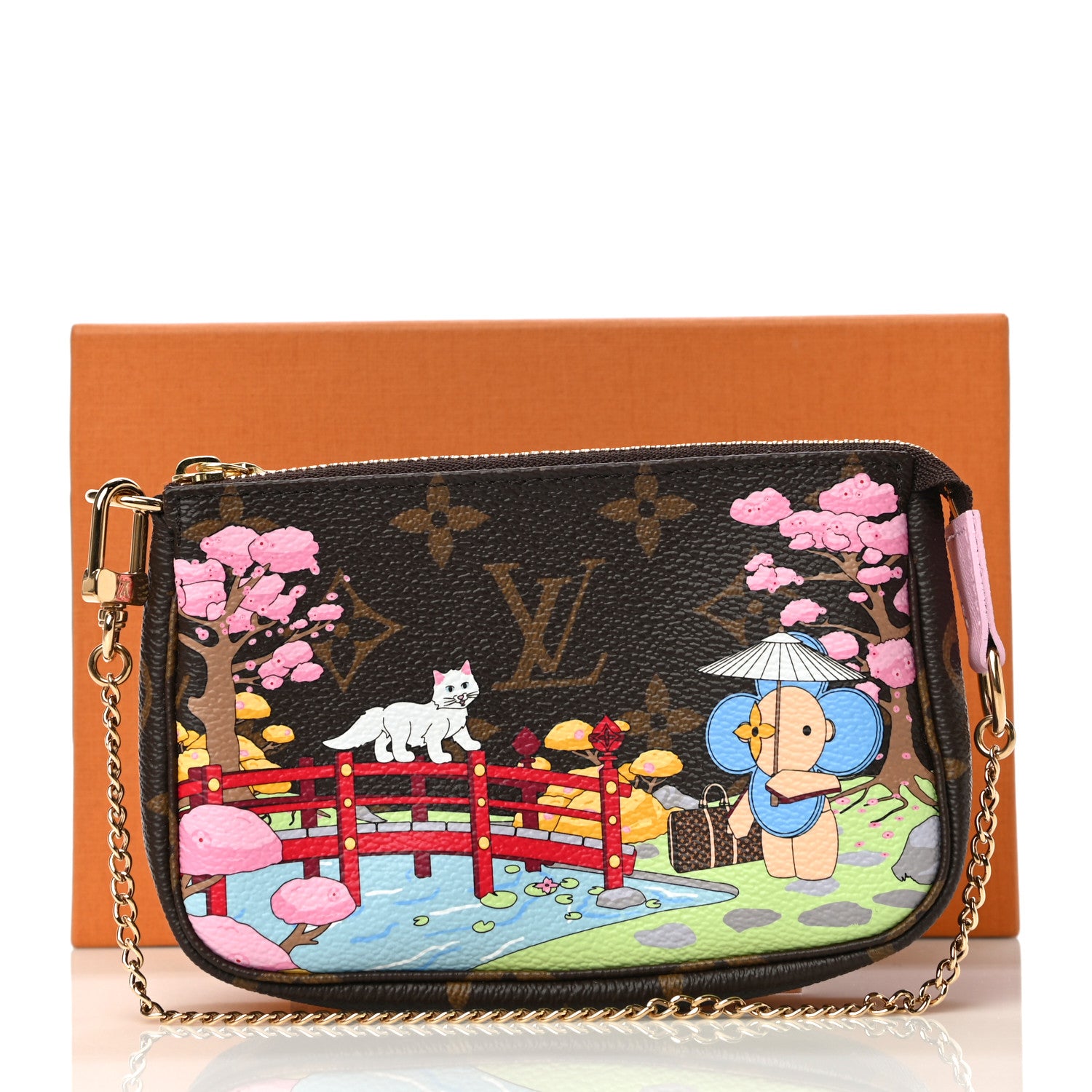 Louis Vuitton Monogram 2021 Christmas Animation Japanese Garden Mini Pochette Accessories Wisteria Pink 11 of 11