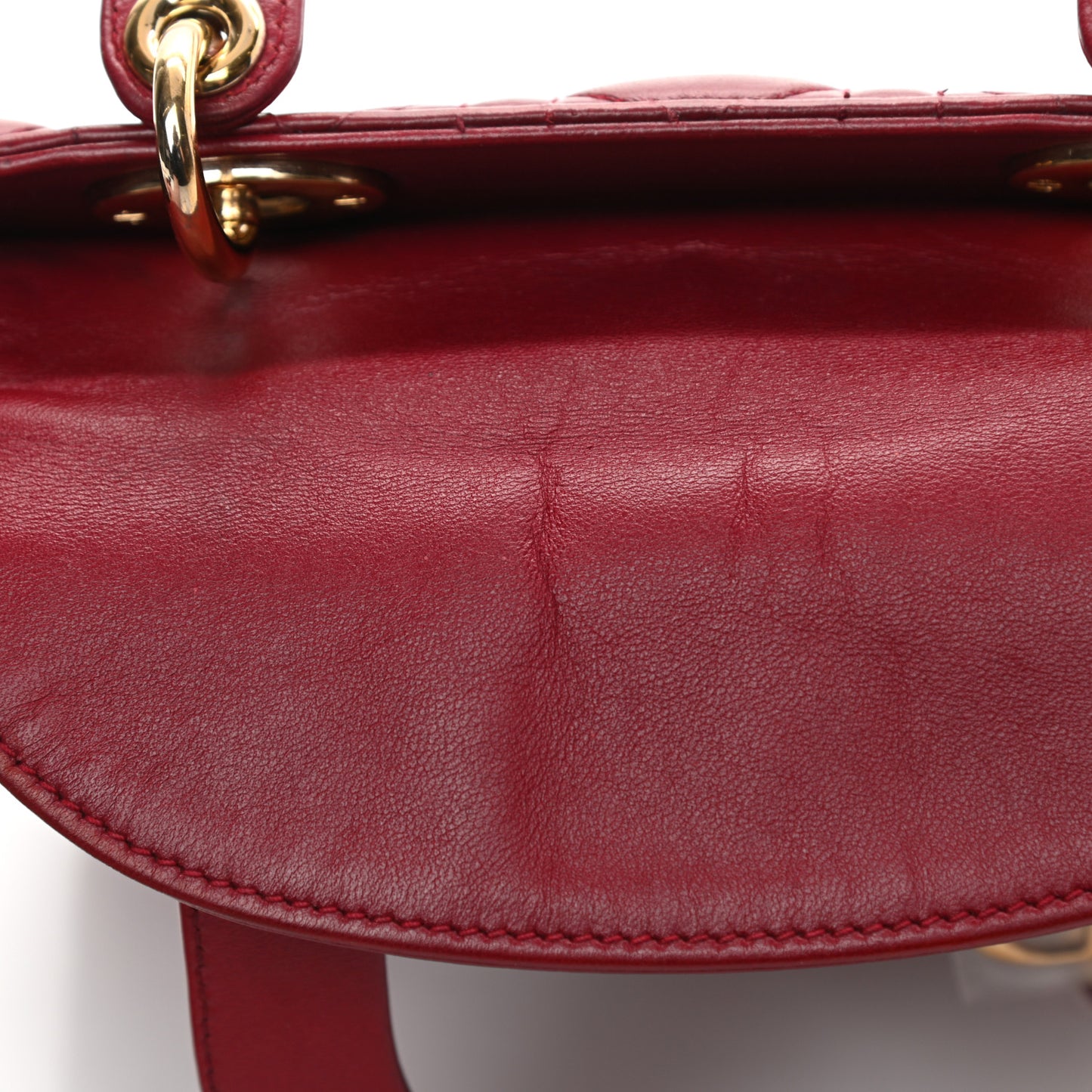 Lambskin Cannage Small Lucky Badges My Lady Dior Red
