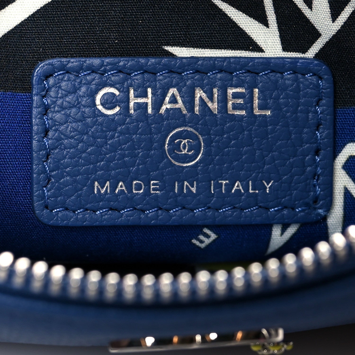 Chanel Goatskin Small CC Clover Cosmetic Case Blue 6 of 8