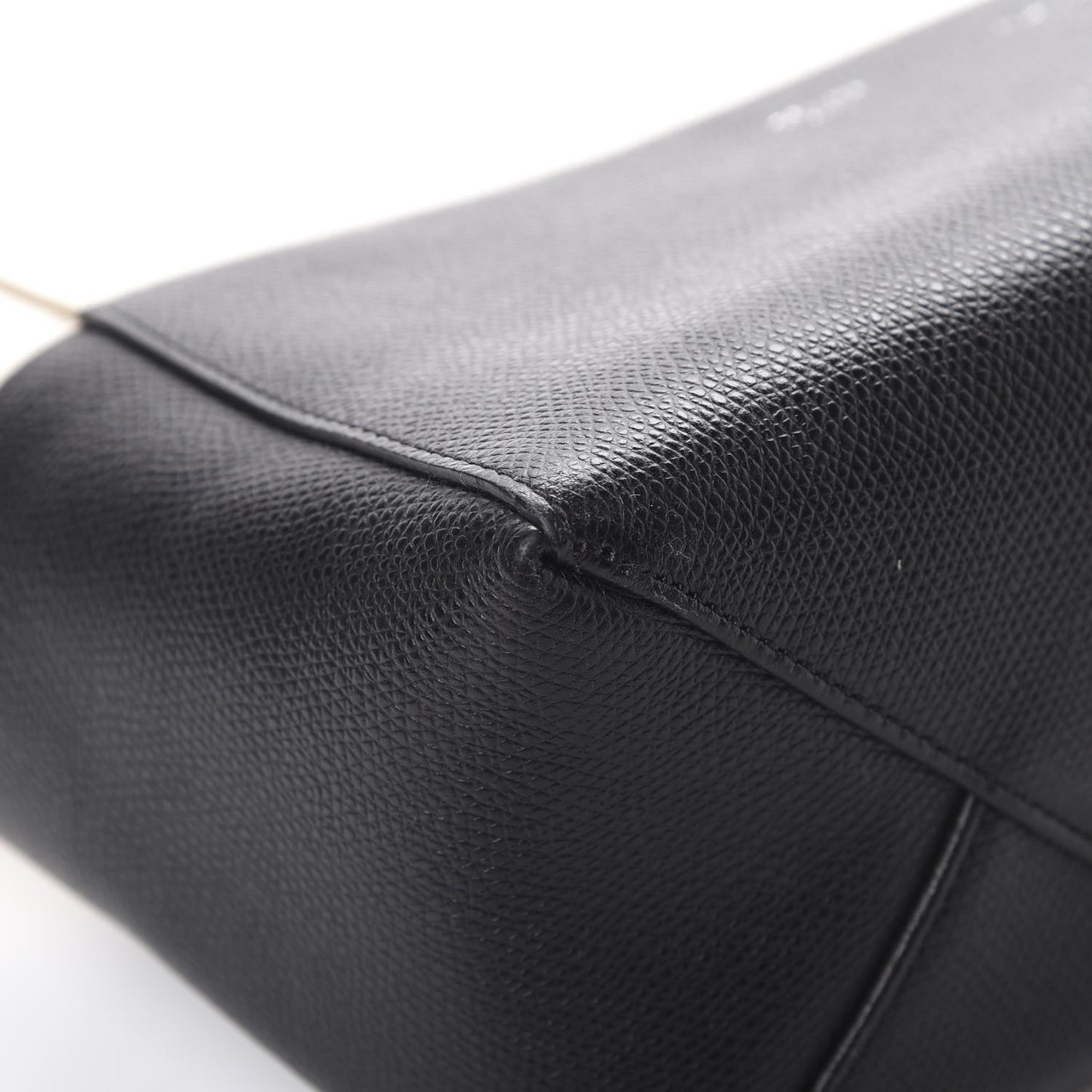 Grained Calfskin Small Vertical Bi-Cabas Cream Black