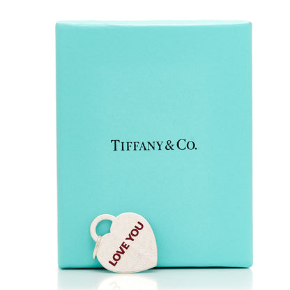Tiffany Sterling Silver Enamel LOVE YOU Heart Charm Red 5 of 5