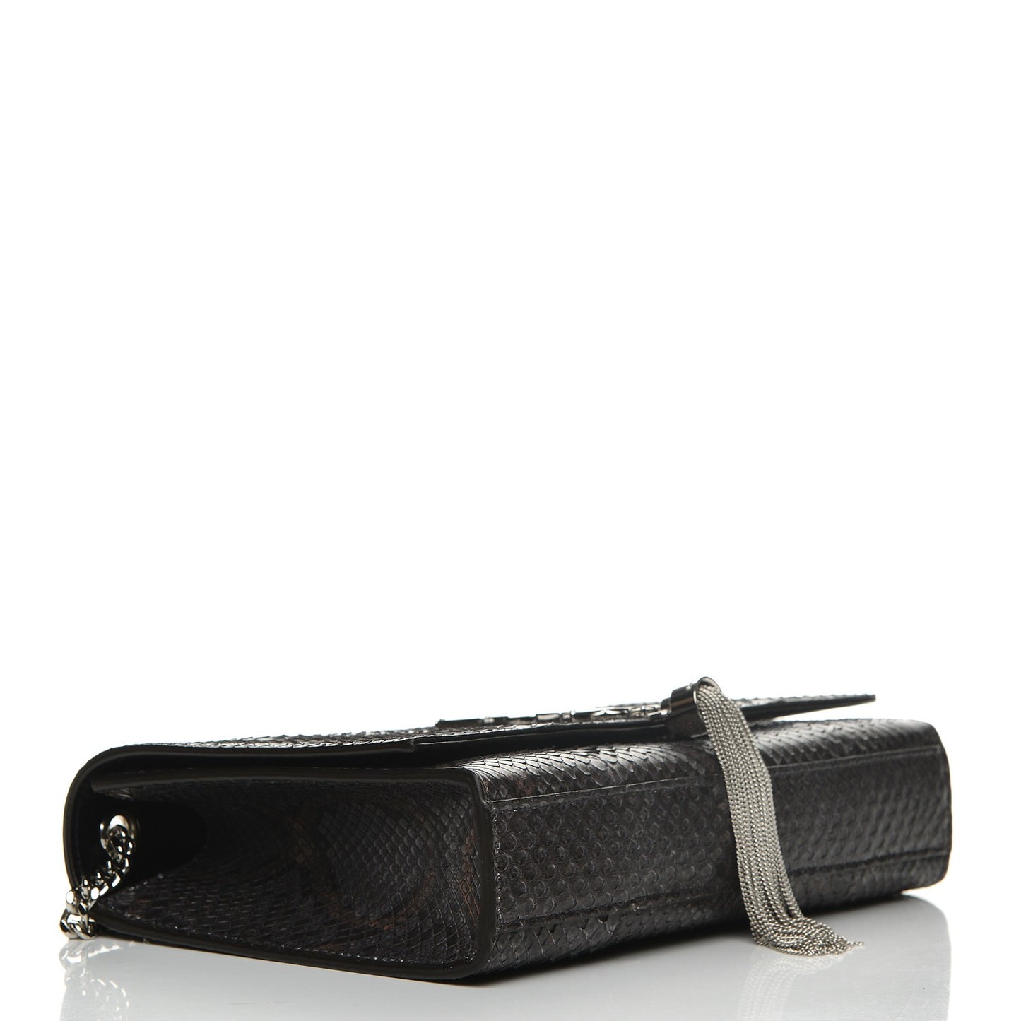 Python Medium Classic Monogram Kate Tassel Satchel Grey Brown