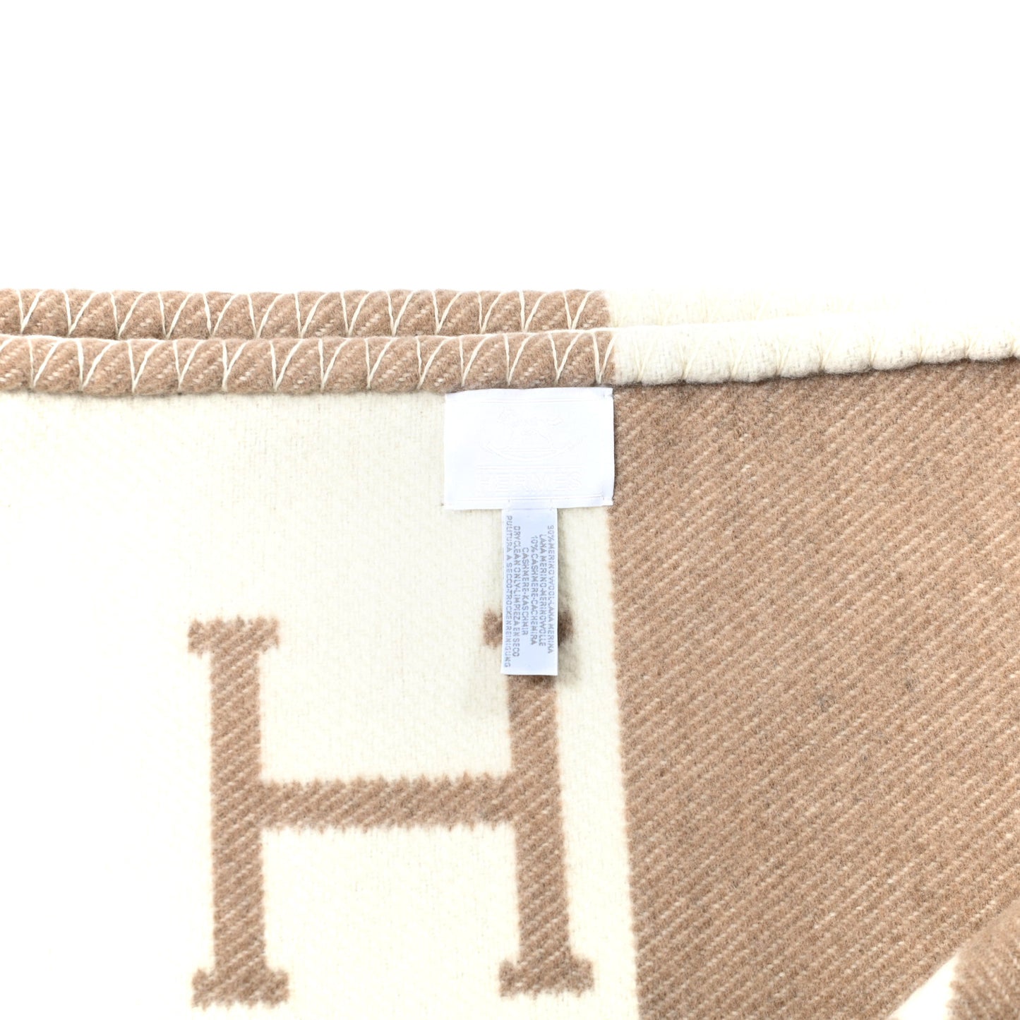 Wool Cashmere Avalon Baby Blanket Noisette Moyen White