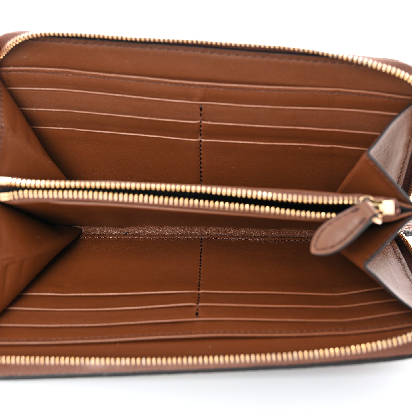 Calfskin House Check Elmore Zip Around Wallet Tan