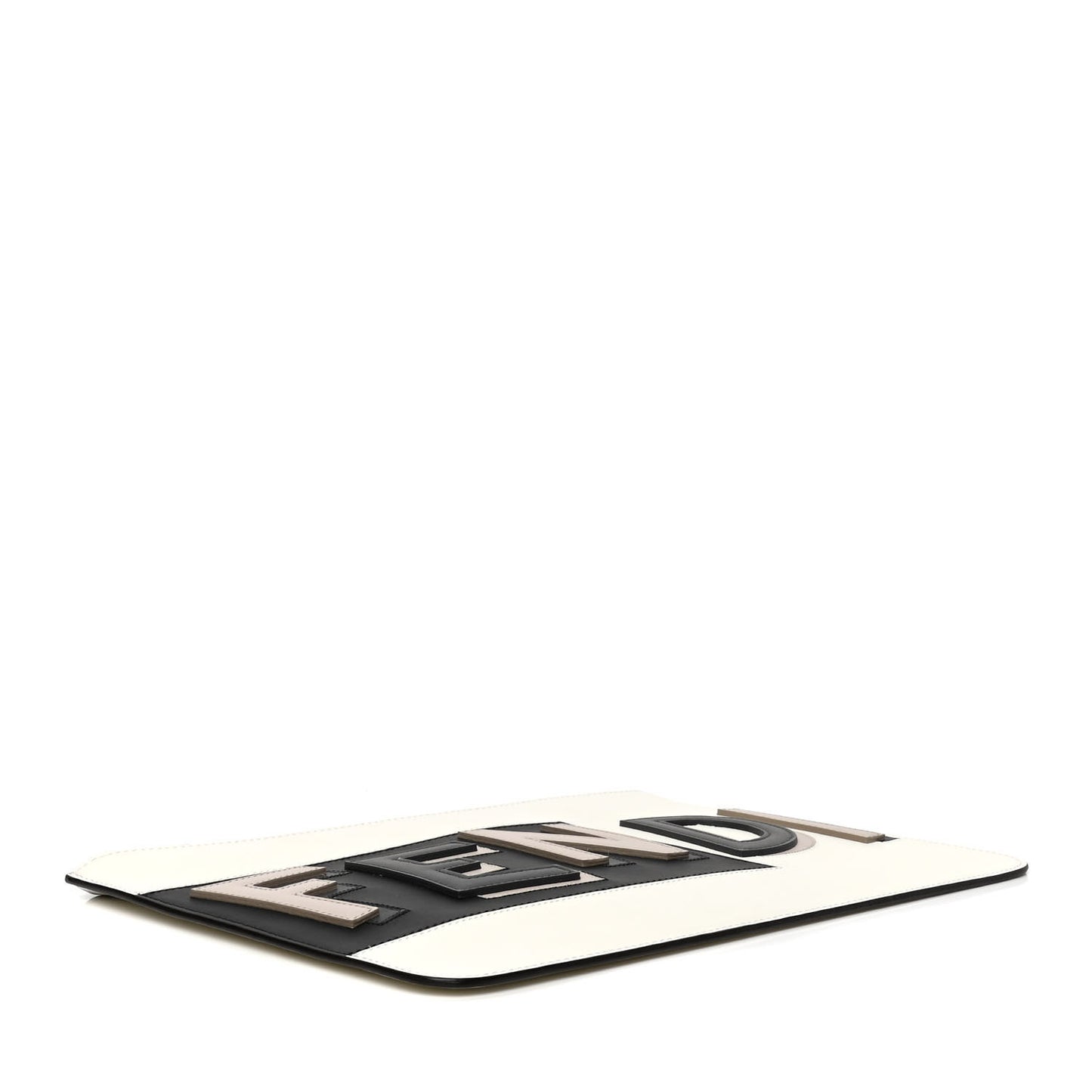 Vitello Shadow Logo Inlay Pouch White Black Multicolor