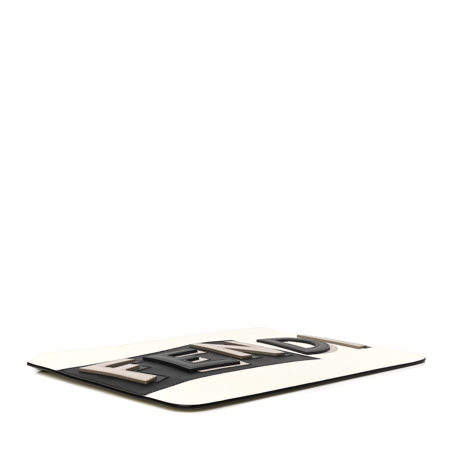 Fendi Vitello Shadow Logo Inlay Pouch White Black Multicolor 3 of 4