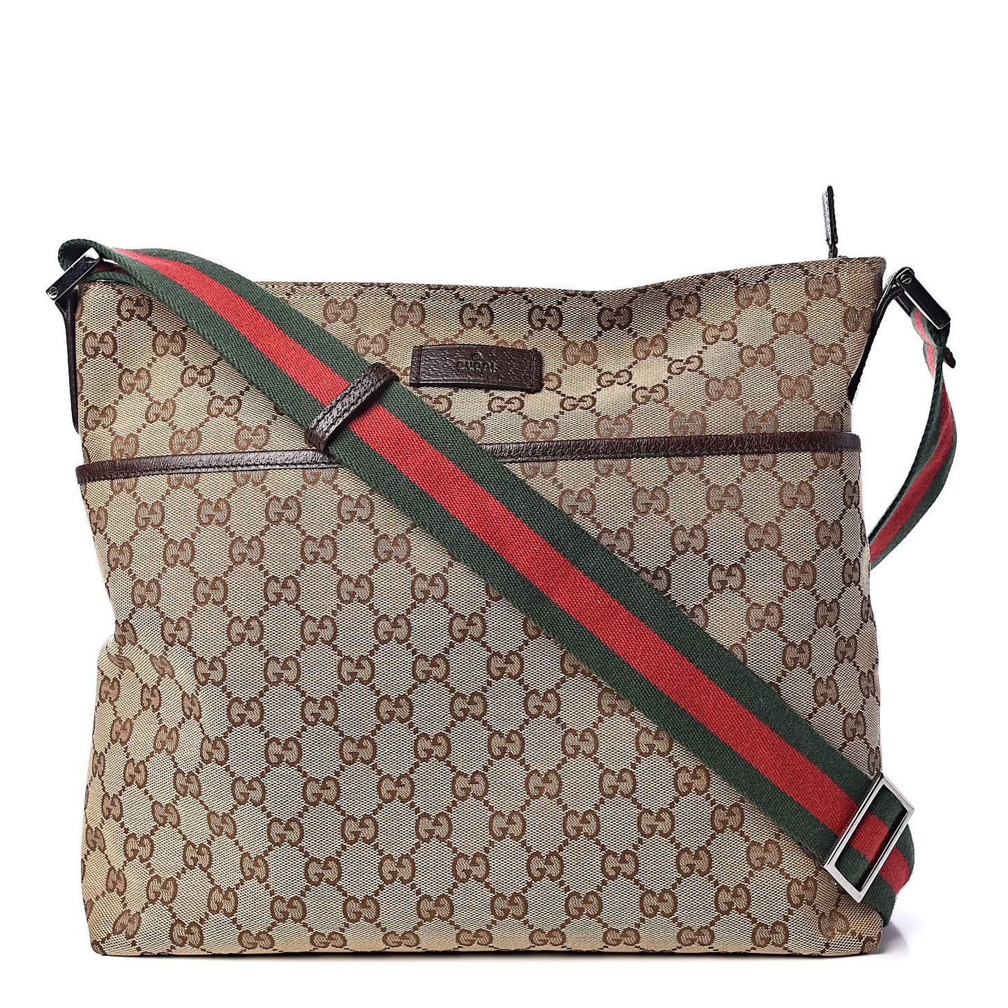 Monogram Web Medium Flat Messenger Bag Brown