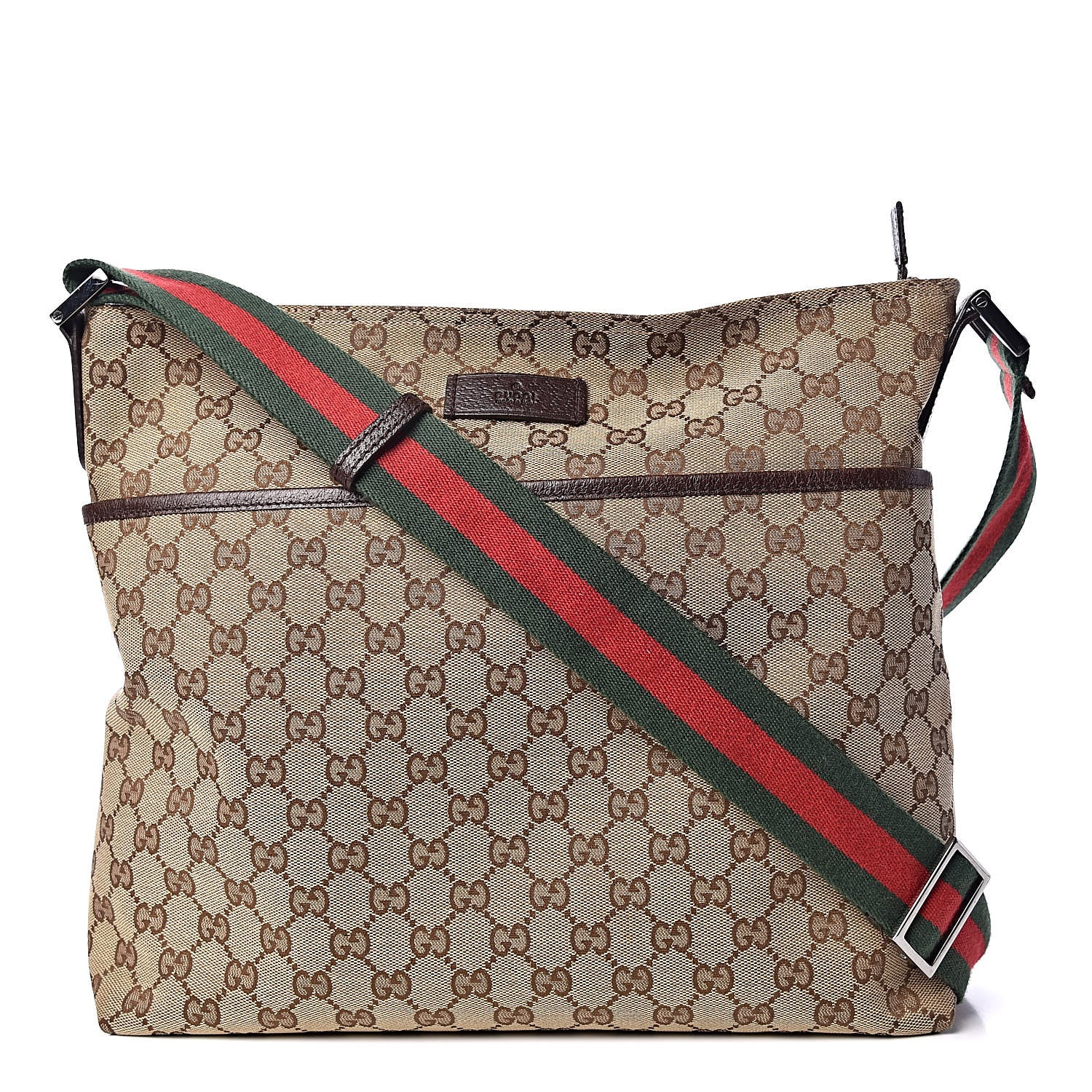 Gucci Monogram Web Medium Flat Messenger Bag Brown 1 of 10