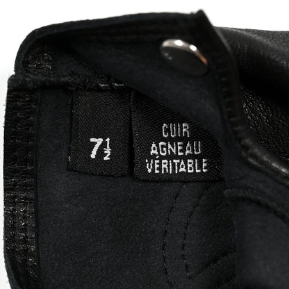 Chanel Lambskin Perforated Fingerless CC Gloves 7.5 Black 3 of 4