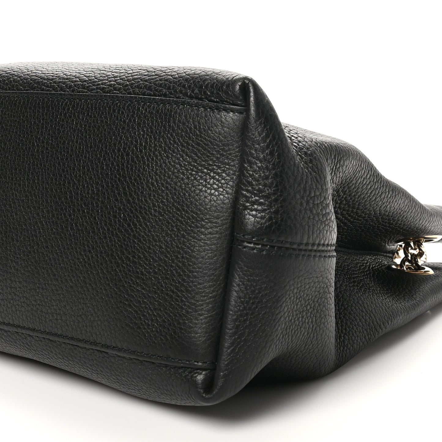 Pebbled Calfskin Medium Soho Chain Shoulder Bag Black