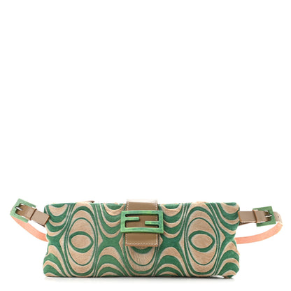 Fendi Calf Hair Print Baguette Beige Green 1 of 9