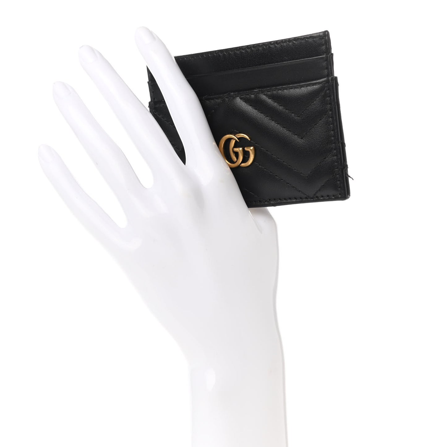 Calfskin Matelasse GG Marmont Card Holder Black