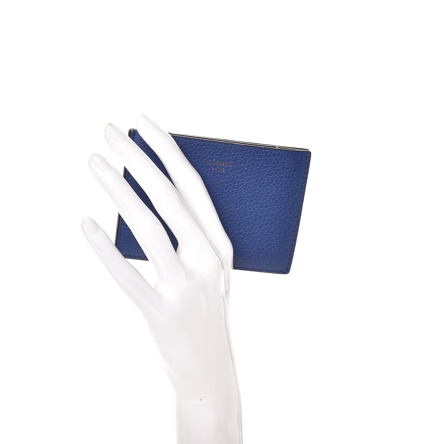Celine Drummed Calfskin Gusset Card Holder Indigo 2 of 7