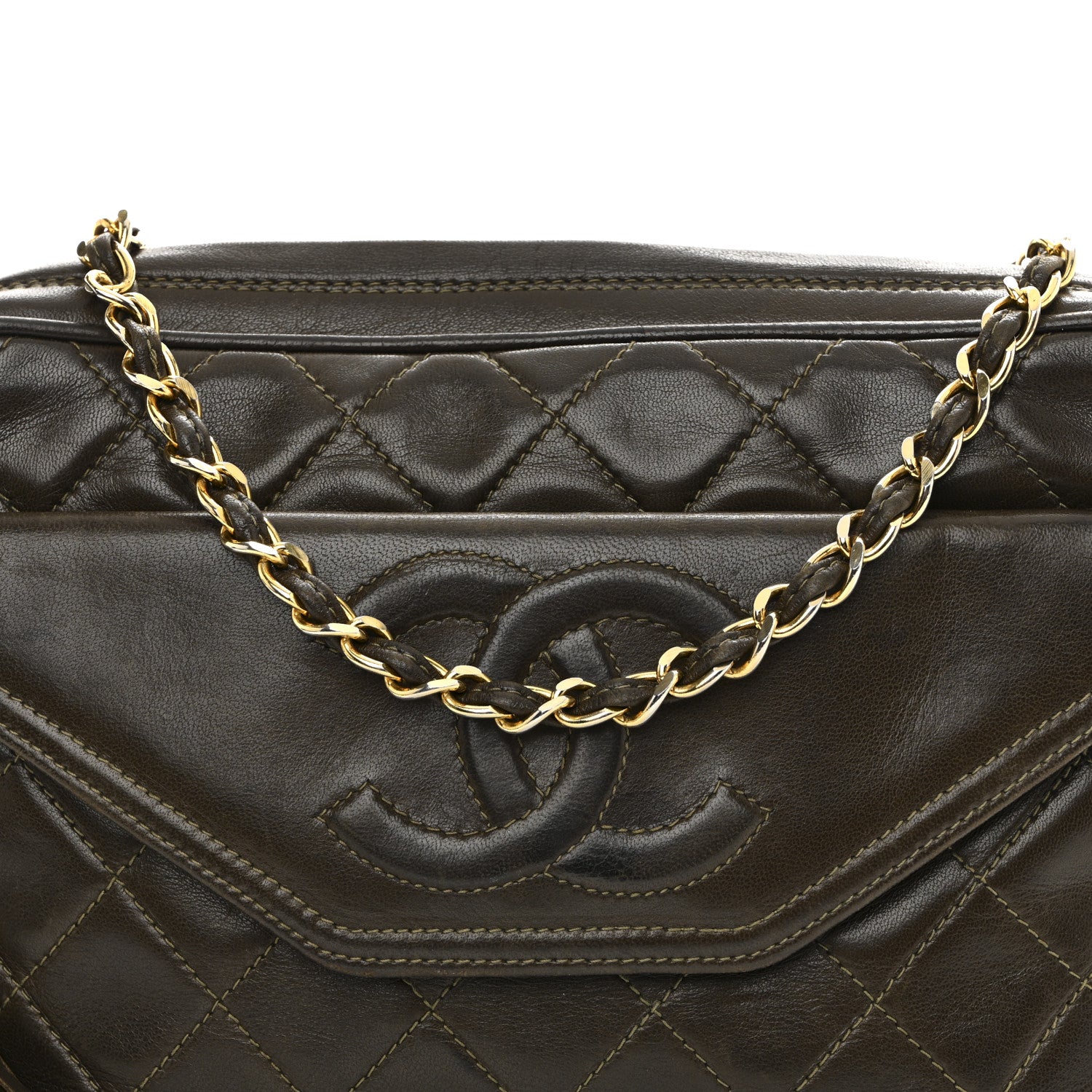 Chanel Lambskin Quilted Tassel Camera Case Brown 9 of 15