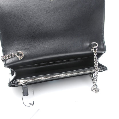 Saint Laurent Velvet Crystal Monogram Tassel Chain Wallet Black 5 of 7