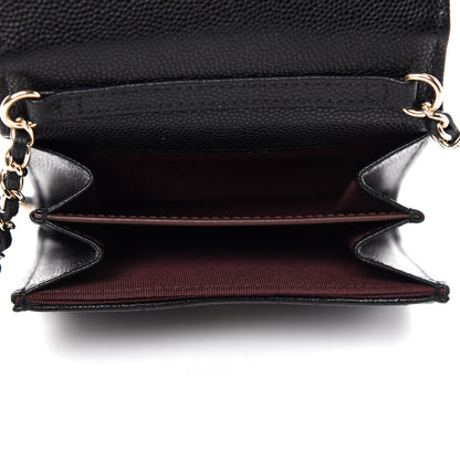 Chanel Caviar Quilted Flap Card Holder On Chain Black 5 of 13