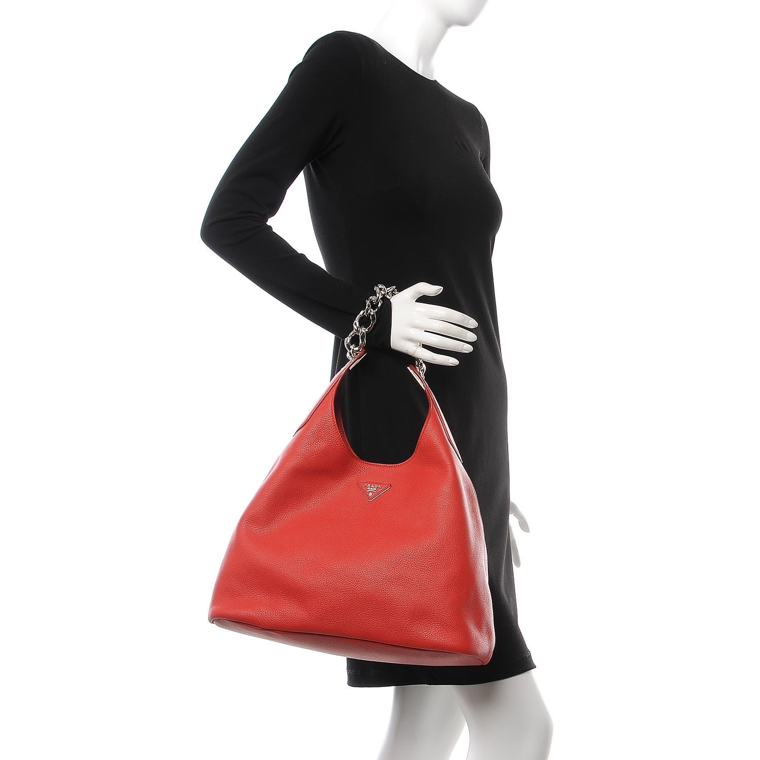 Prada Vitello Daino Chain Hobo Lacca 2 of 8