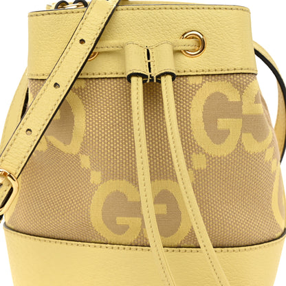 Gucci Monogram Jumbo GG Textured Dollar Calfskin Mini Ophidia Bucket Bag Beige Banana 7 of 9
