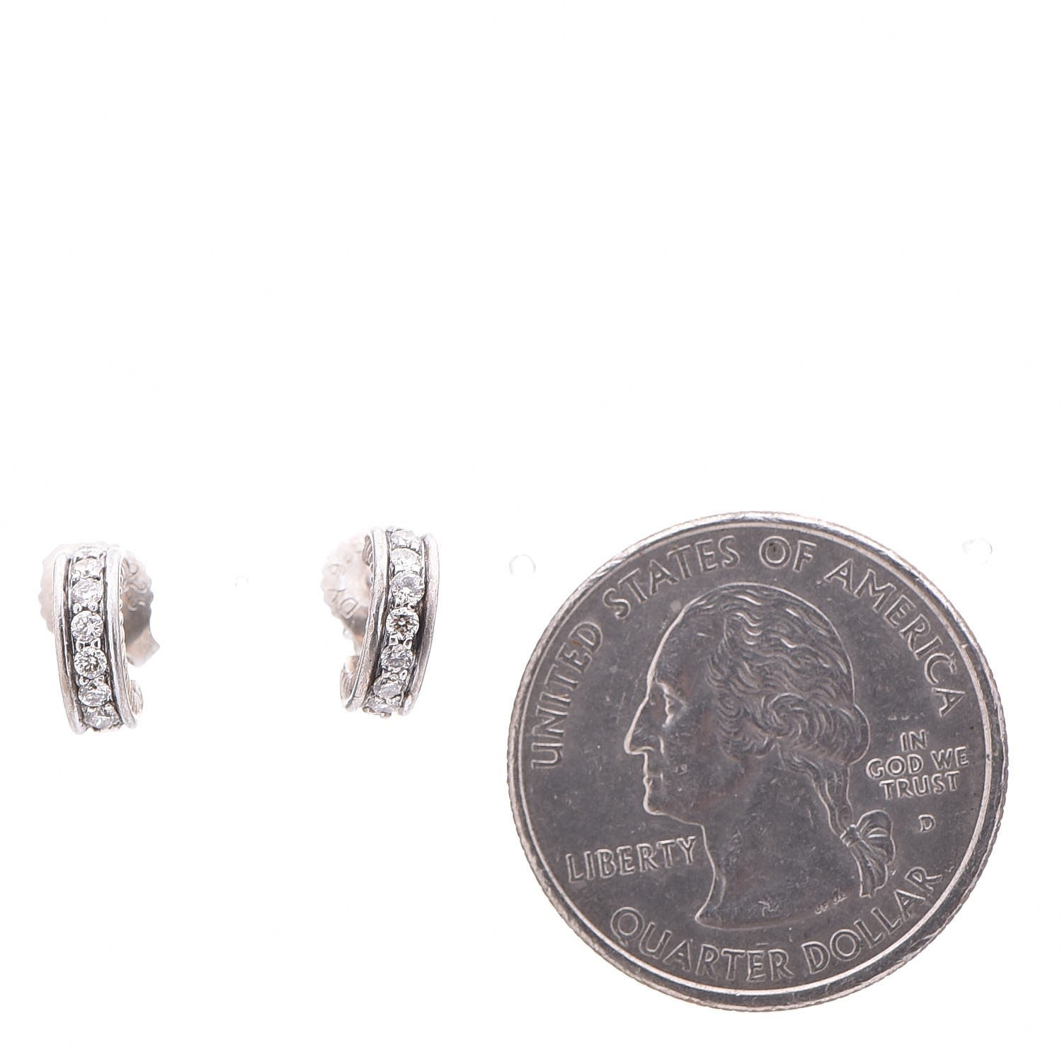 David Yurman Sterling Silver Diamond Mini Cable Hoop Earrings 9 of 14