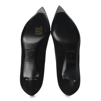 Hermes Suede Goatskin Blush 40 Pumps 36 Black 5 of 8