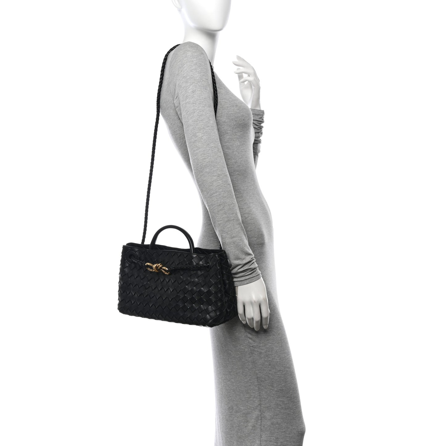 Nappa Intrecciato Small East West Andiamo Shoulder Bag Black