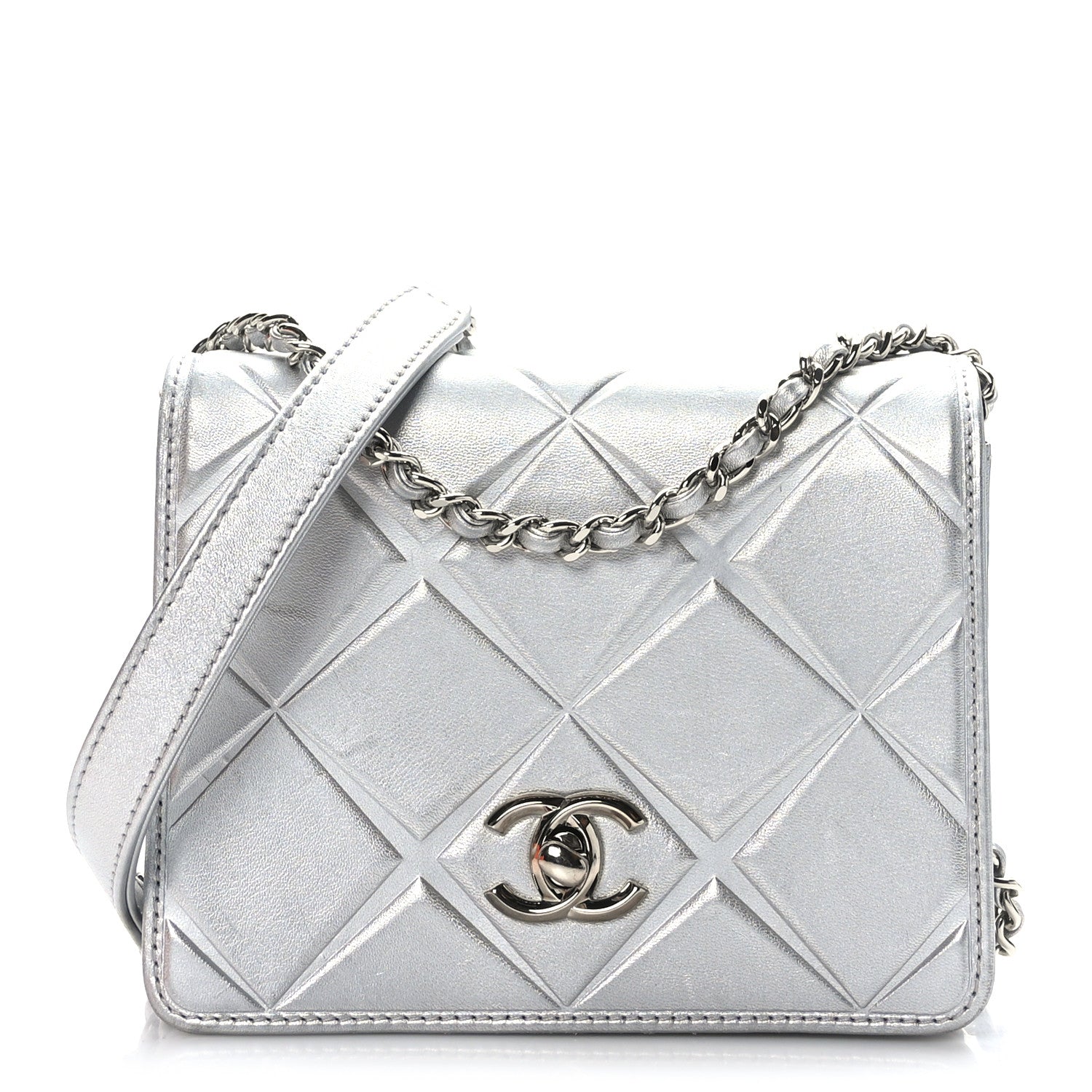 Chanel Metallic Calfskin Mini Propeller Flap Silver 1 of 10