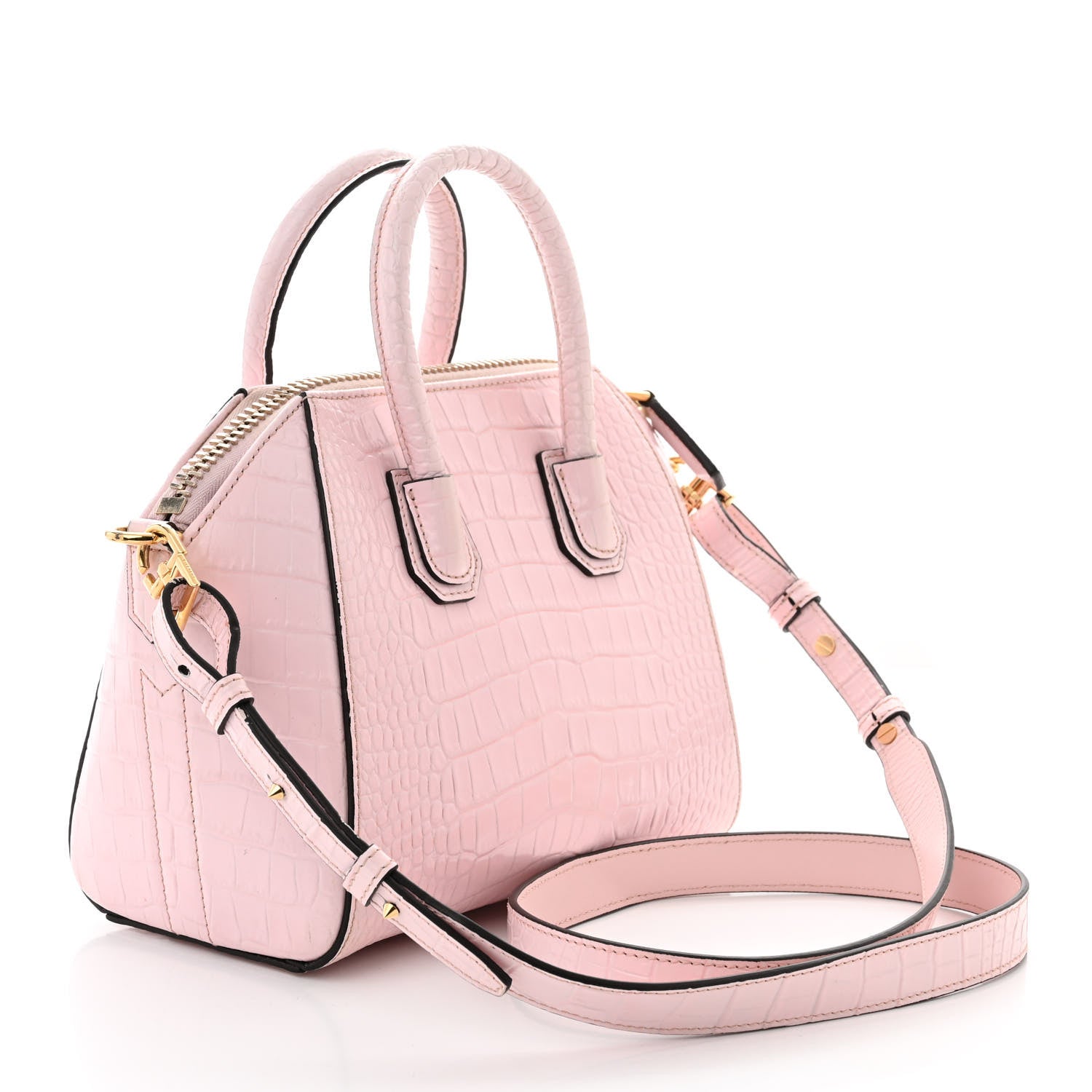 Givenchy Calfskin Crocodile Embossed Mini Antigona Pink 3 of 14