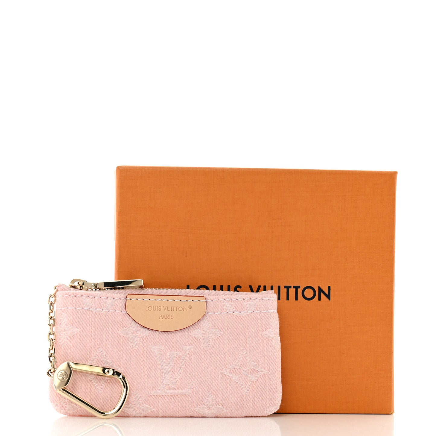 Monogram Denim Key Pouch Washed Pink