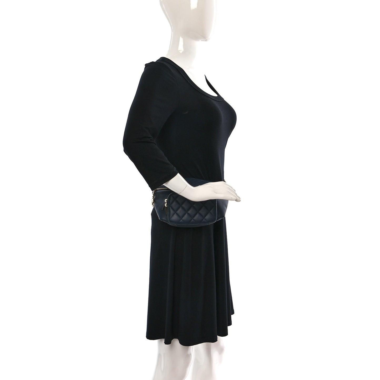 Caviar Quilted Business Affinity Waist Belt Bag Navy