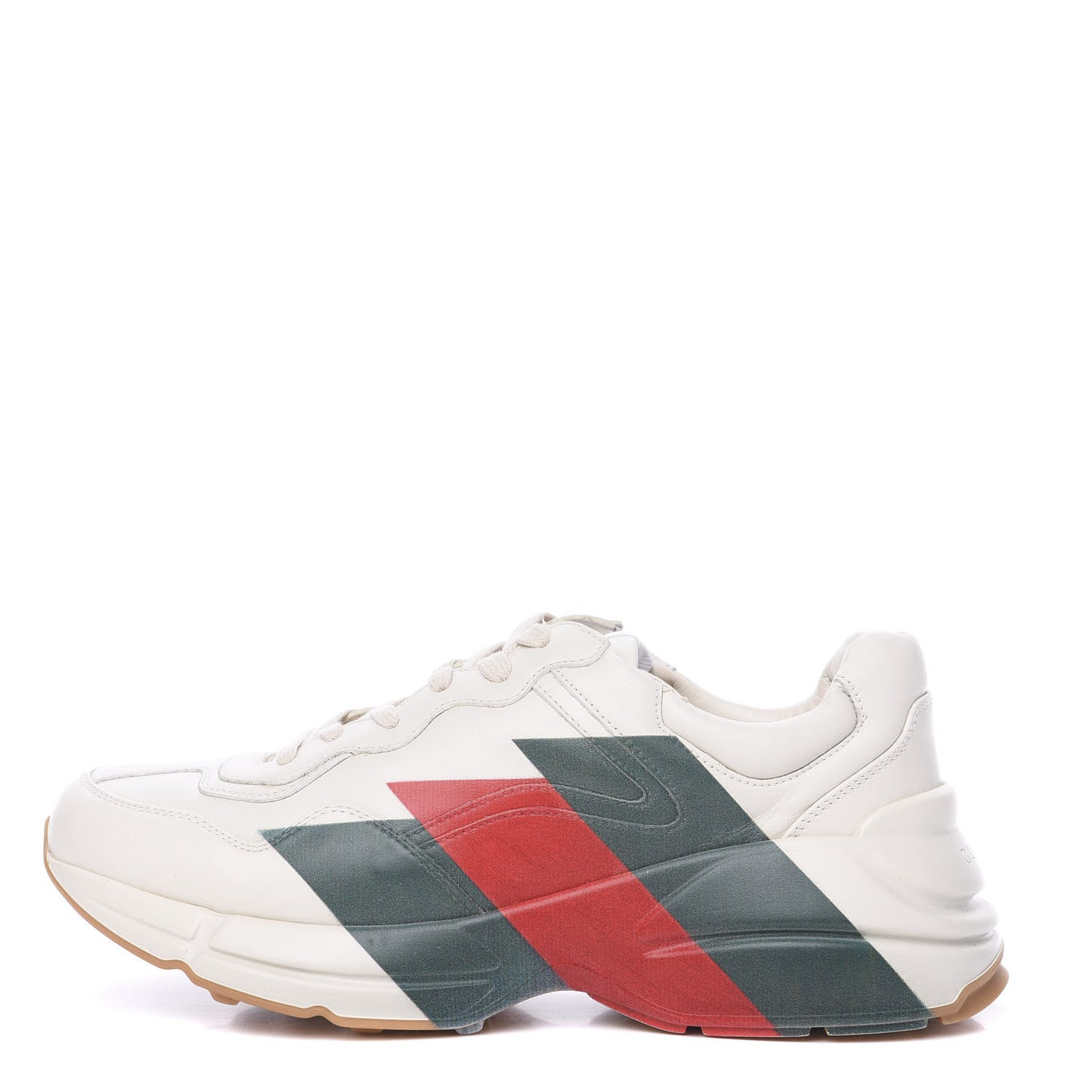 Calfskin Web Printed Mens Rhyton Sneakers 8.5 Mystic White