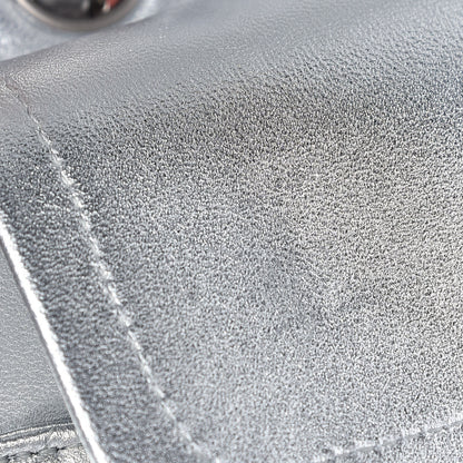 Chanel Metallic Lambskin Quilted Medium Double Flap Silver 14 of 15