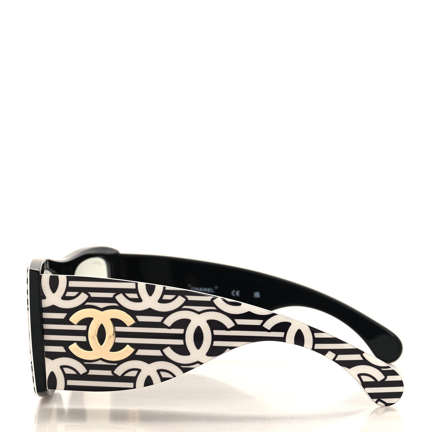 Chanel Acetate CC Logo Square Sunglasses 71628 Black White 3 of 7