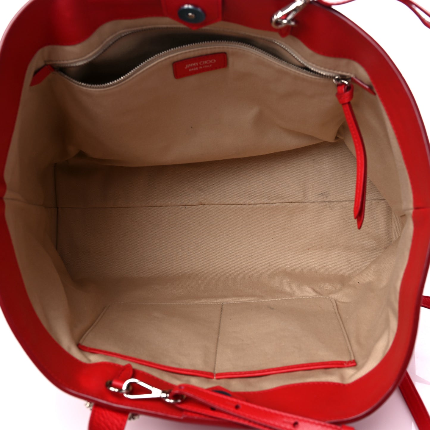 Calfskin Crystal Buckle Shopping Tote Red