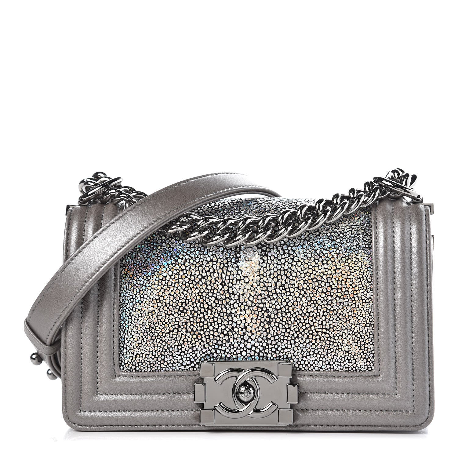 Chanel Galuchat Stingray Small Boy Flap Silver 1 of 6